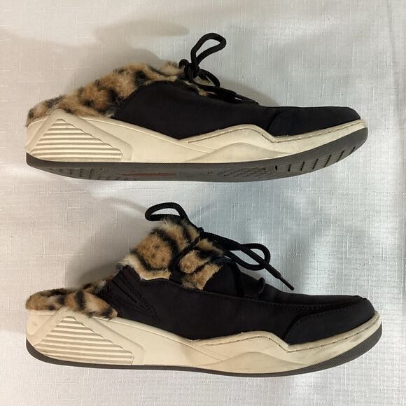 Baretraps Black and Faux Fur Animal Print Mule Size 8.5 - Picture 6 of 9